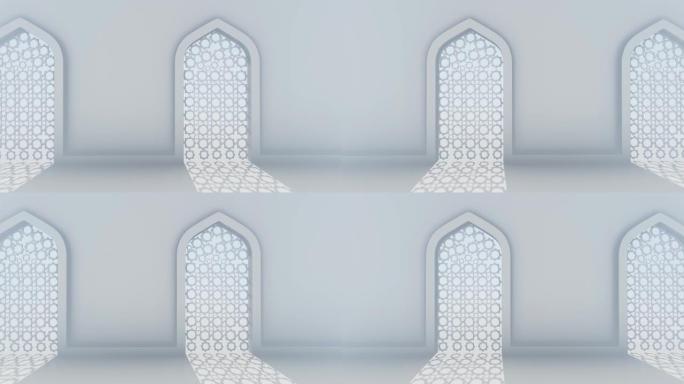 中东风格的带有伊斯兰装饰的白色走廊墙