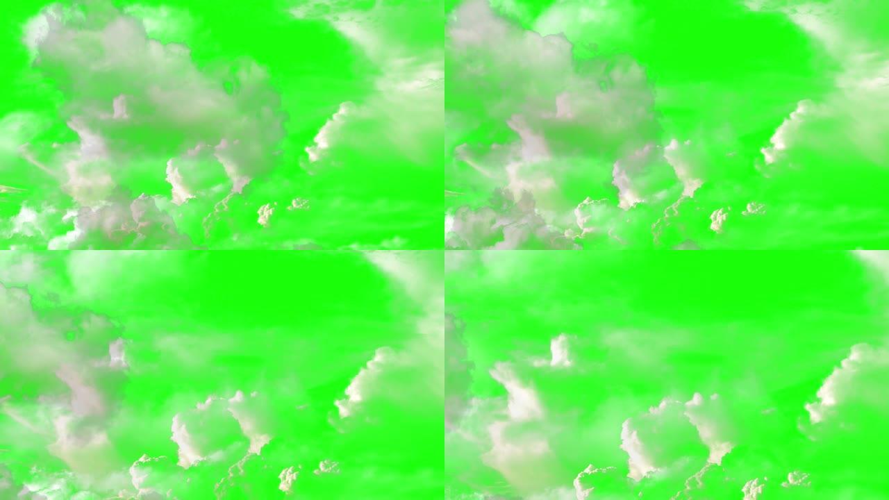 动画-绿屏背景上的云层飞来飞去
