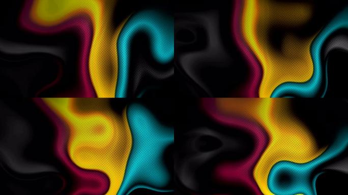 彩色和黑色液体波抽象运动背景