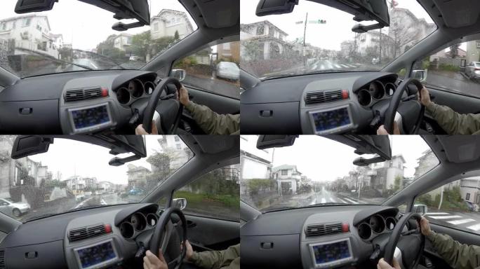 雨天开车驾车开车第一视角