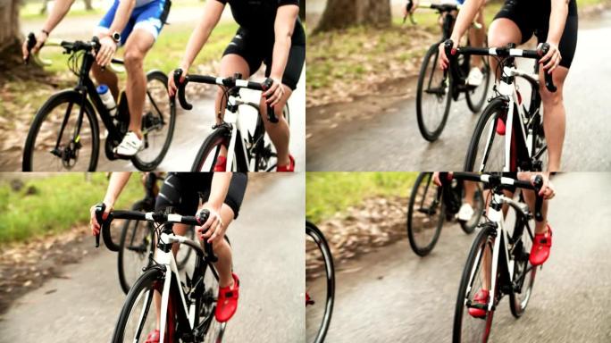 运动员骑自行车的短打镜头