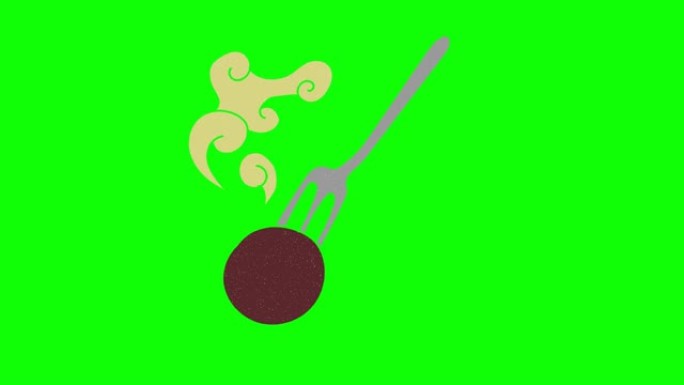 肉丸手绘绿色屏幕。浮动循环动画