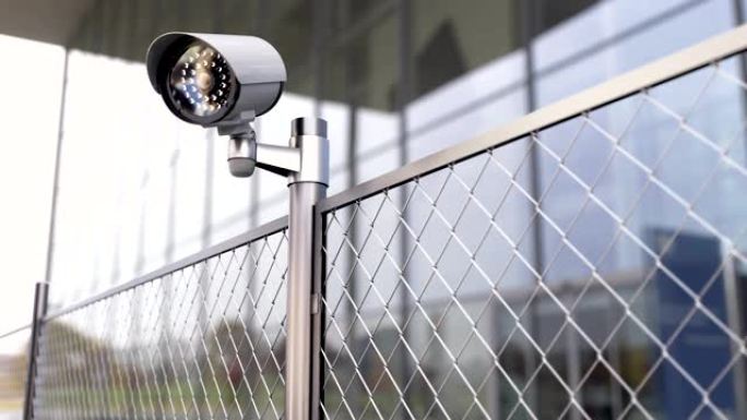 禁区和禁区的安全摄像头和链节围栏