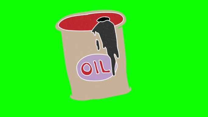润滑油手绘绿屏。浮动循环动画