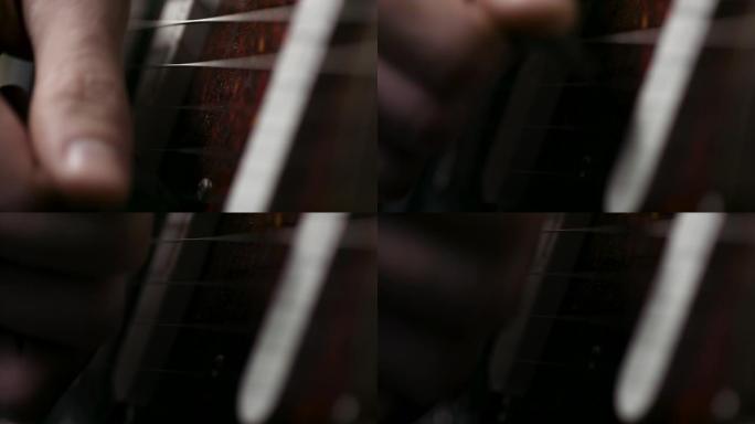 弹奏电吉他特写镜头。