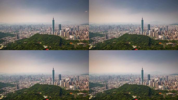 晴天台北市景著名公园顶级全景4k延时台湾