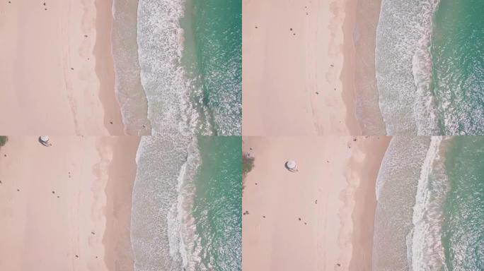 石澳泳滩，香港岛一片白沙。空中无人机自上而下的视图