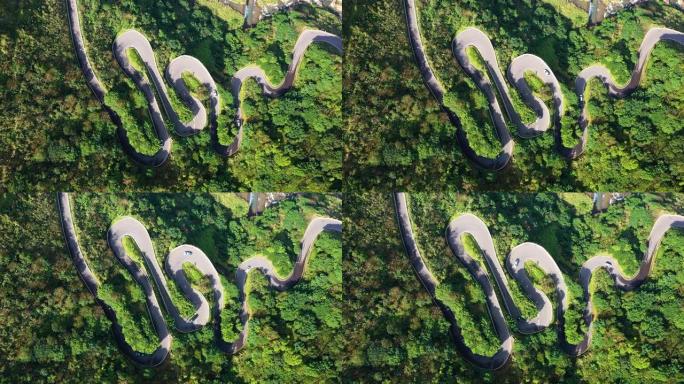 无人机拍摄的台湾山间蜿蜒的道路