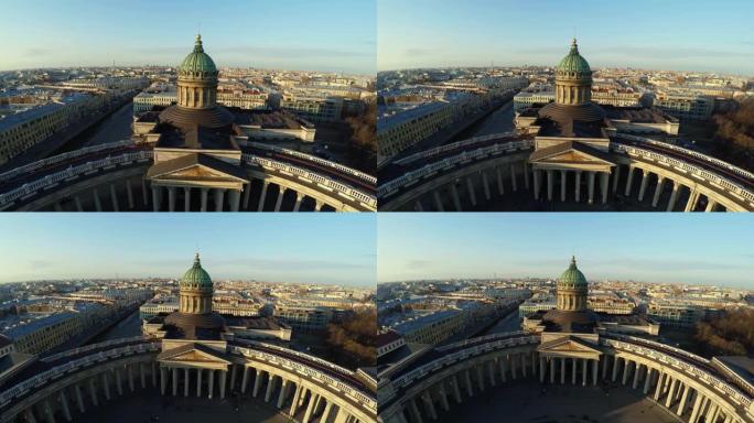 鸟瞰图。圣彼得堡的喀山主教座堂。4K。