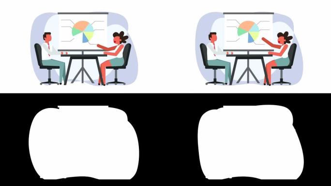 简笔画彩色象形商务会议人物作品办公室工作场所卡通动画