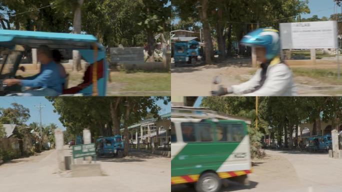 Tuk Tuk人力车在第三世界亚洲国家的土路上行驶