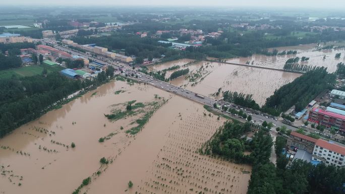 河南开封尉氏贾鲁河720水灾洪灾航拍.