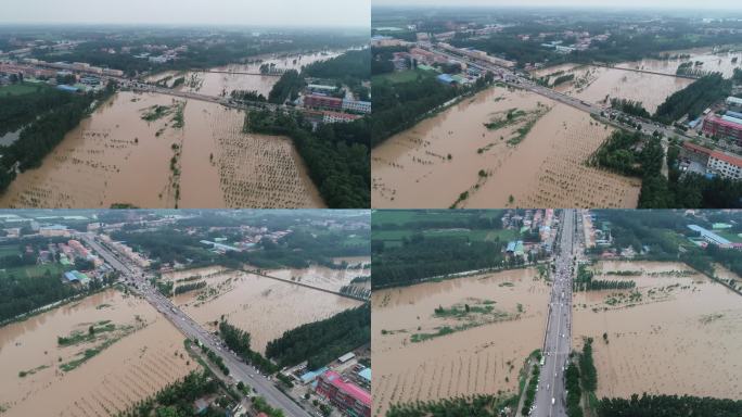 河南开封尉氏贾鲁河720水灾洪灾航拍.