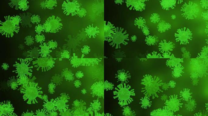 4k冠状病毒疾病新型冠状病毒肺炎感染医学插图绿色背景