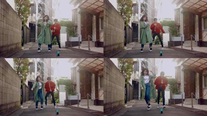 两个日本朋友在跳舞视频中跳舞