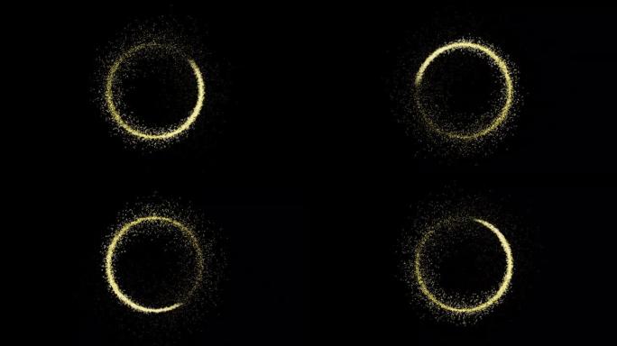 抽象金色旋转粒子。蓝色粒子挥舞4k的视频。具有移动和闪烁粒子的抽象背景。波克的背景。