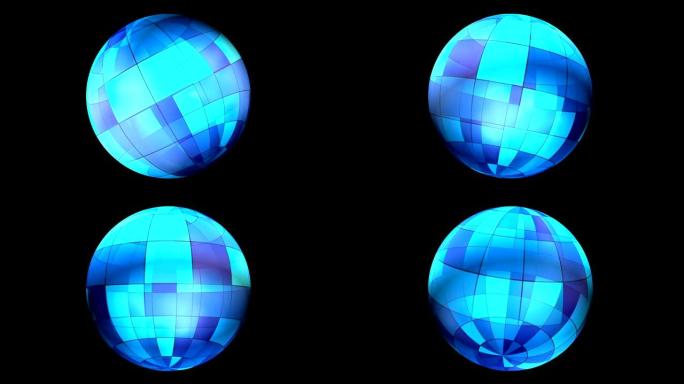 动画旋转抽象蓝色辐射球