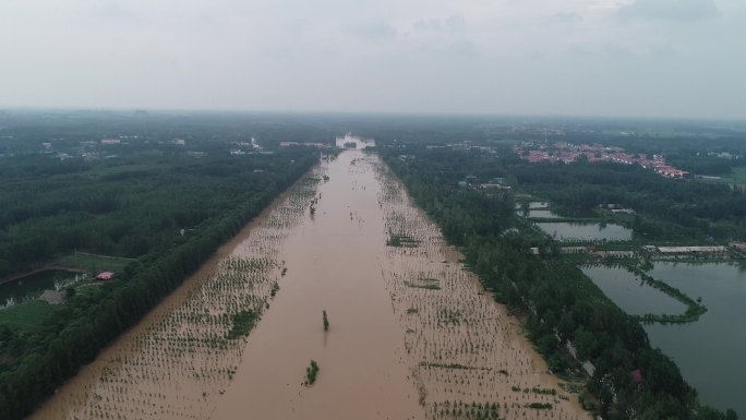 河南开封尉氏贾鲁河720水灾洪灾航拍.