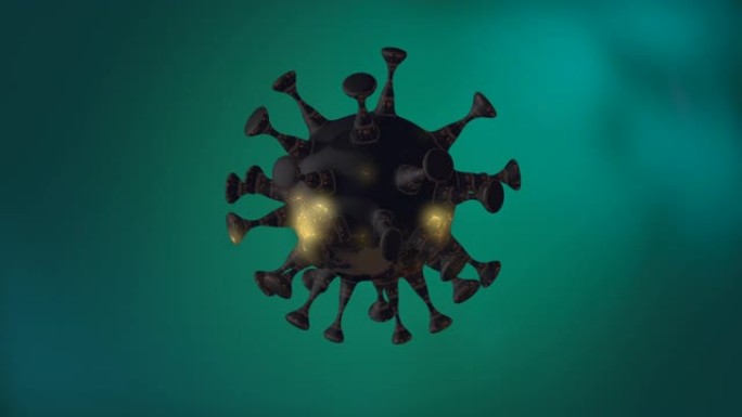 病毒疫情概念。3d渲染大流行病毒细胞漂浮在浅绿色背景上。