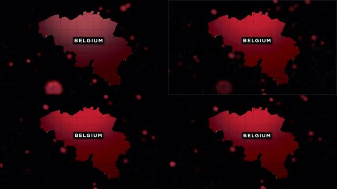 4k冠状病毒爆发与比利时地图冠状病毒概念