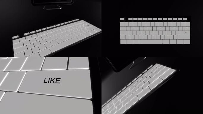 赞键概念4K 3D动画绿色和黑暗