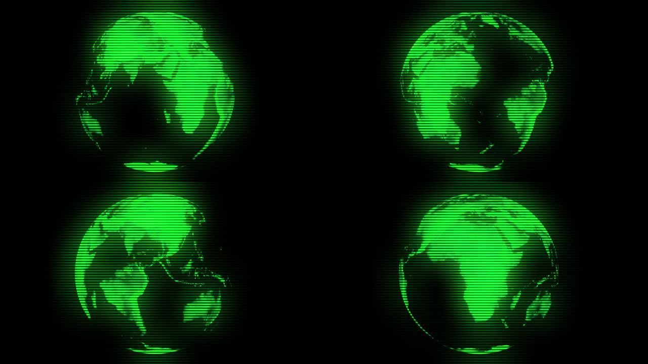 来自空间的世界霓虹全息地球仪-无缝视频动画