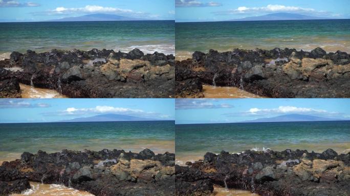茂宜岛夏威夷基黑的海浪熔岩