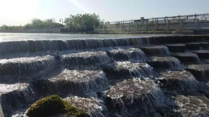 河流流经大坝流水大坝