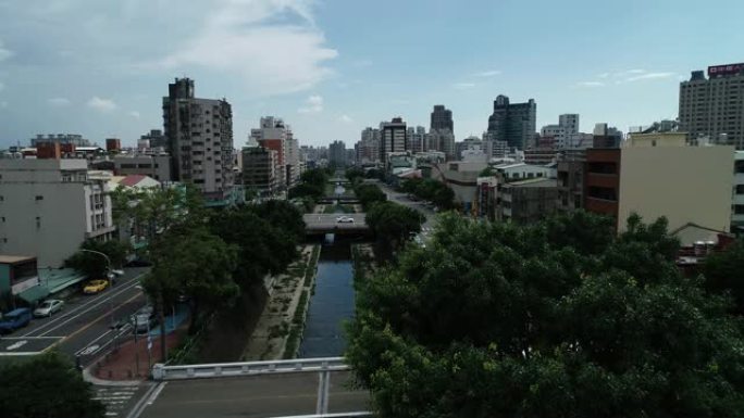 鸟瞰柳川运河在台中市有顶级景点