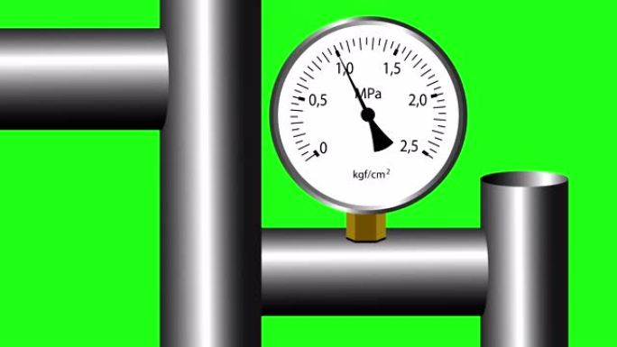 气体压力计工作。绿屏背景。4k动画。