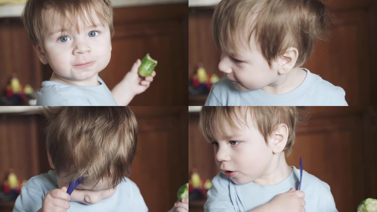 男孩吃黄瓜