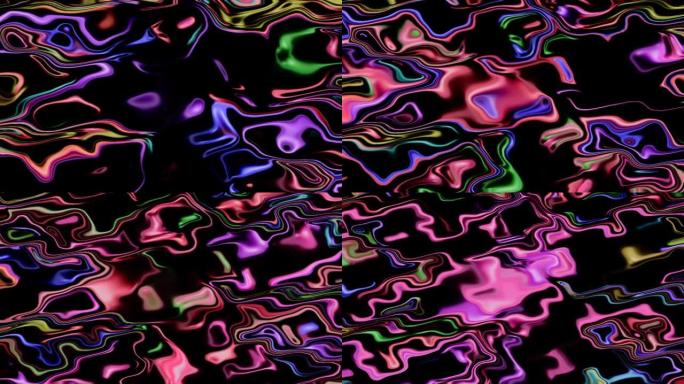 闪耀的抽象视频，发光的光控制着全彩的微妙运动，流动的水的形式，黑色的背景