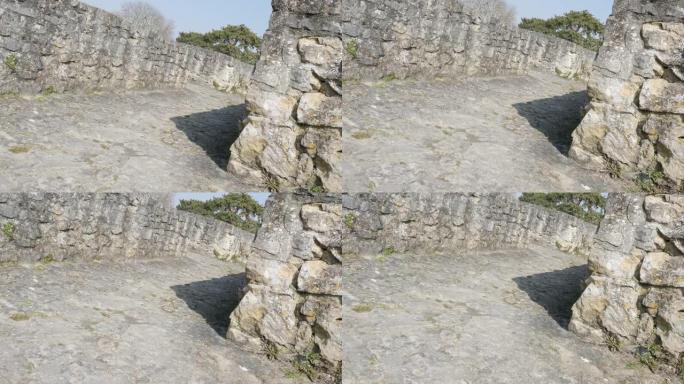 塔顶石质古城堡通道倾斜4K