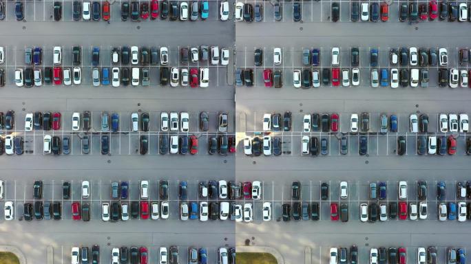 该地区居民的露天大型停车场，从高处俯瞰