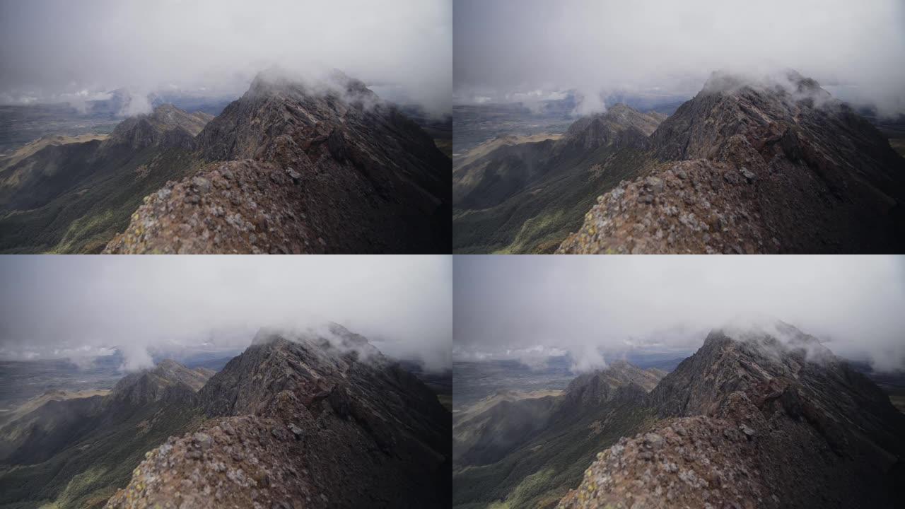 阴天，厄瓜多尔鲁米纳维火山峰顶的景观