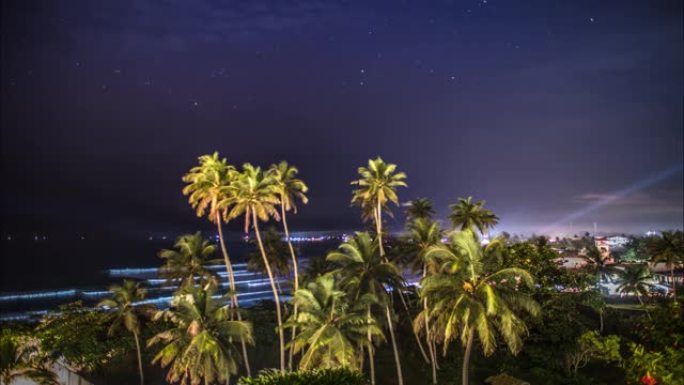 棕榈夜云视图延时4k