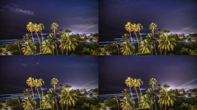 棕榈夜云视图延时4k