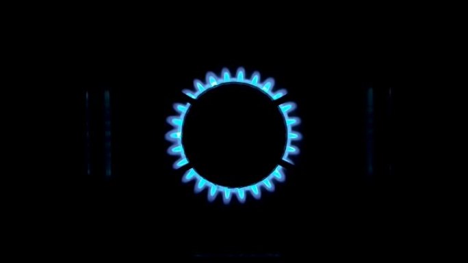 明亮的蓝色火焰从炉子隔离在黑色背景。