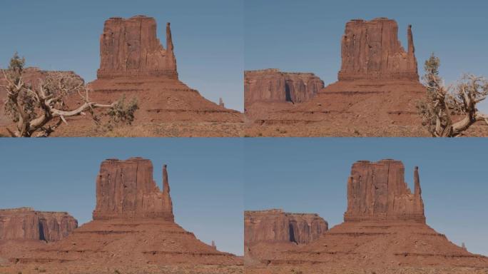 美国纪念碑谷沙漠中的橙红色岩石露头整体