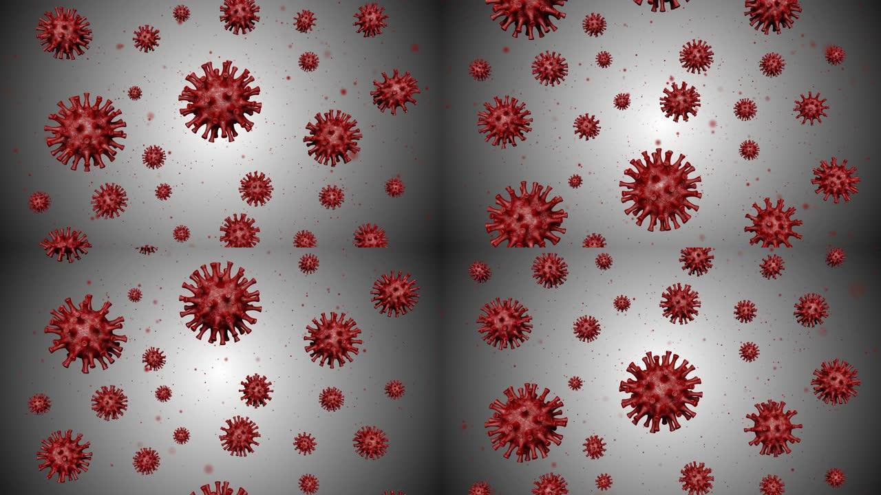 循环冠状病毒的3D渲染