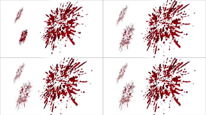 血液在白色背景下以慢动作爆炸