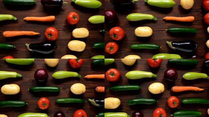 在厨房桌子上移动蔬菜，收获背景