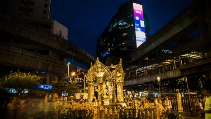 泰国的曼谷街和寺庙延时