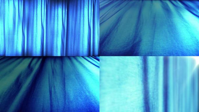 蓝色窗帘纹理无缝循环动画 (一个视频3个循环!)