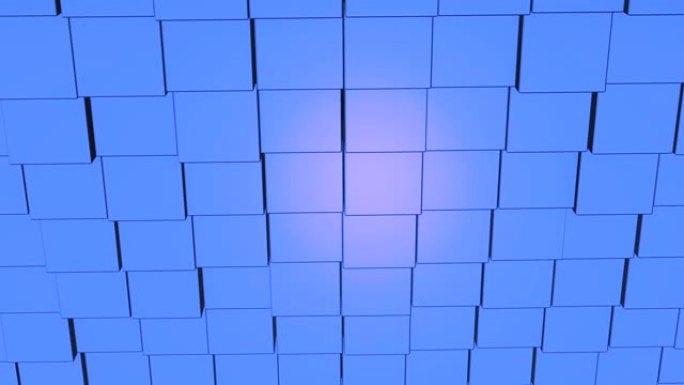 移动蓝色方块滚动，而立方体的墙越来越近。