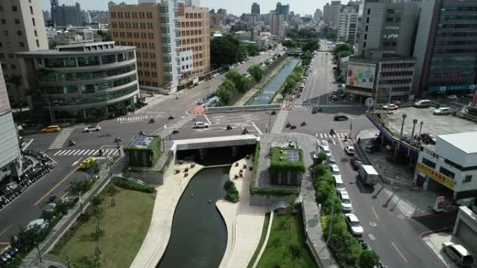 鸟瞰柳川运河在台中市有顶级景点