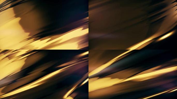 抽象金液波背景。奢华设计的优雅曲线黑色材料。动画4K