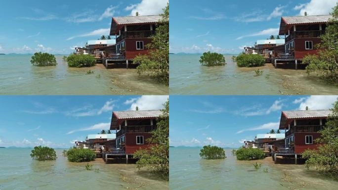 泰国安达曼海传统水上高跷屋湾