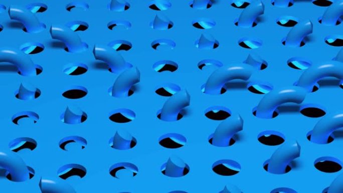 通过空间平面上的孔移动半圆形的抽象蓝色纹理