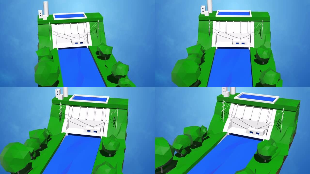 4k视频幻想浮岛与天然草地。景观的概念。